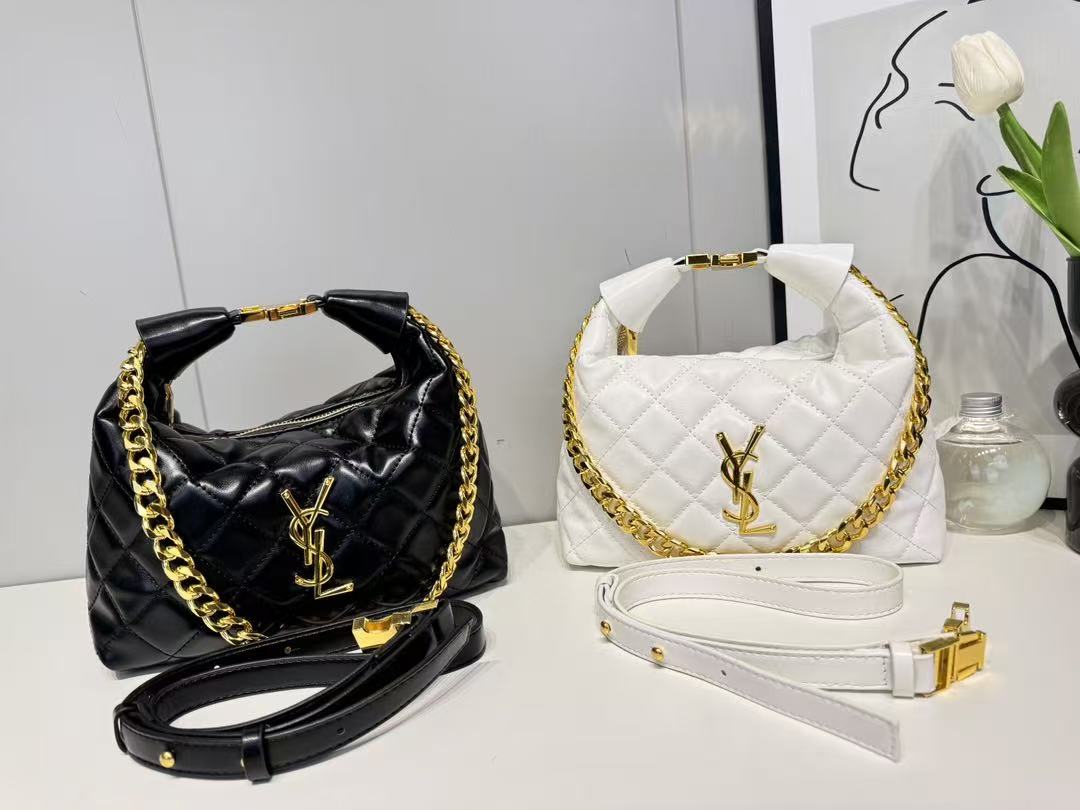 Cartera acolchada con cadena dorada y correa ajustable – bolso elegante mujer tipo lujo