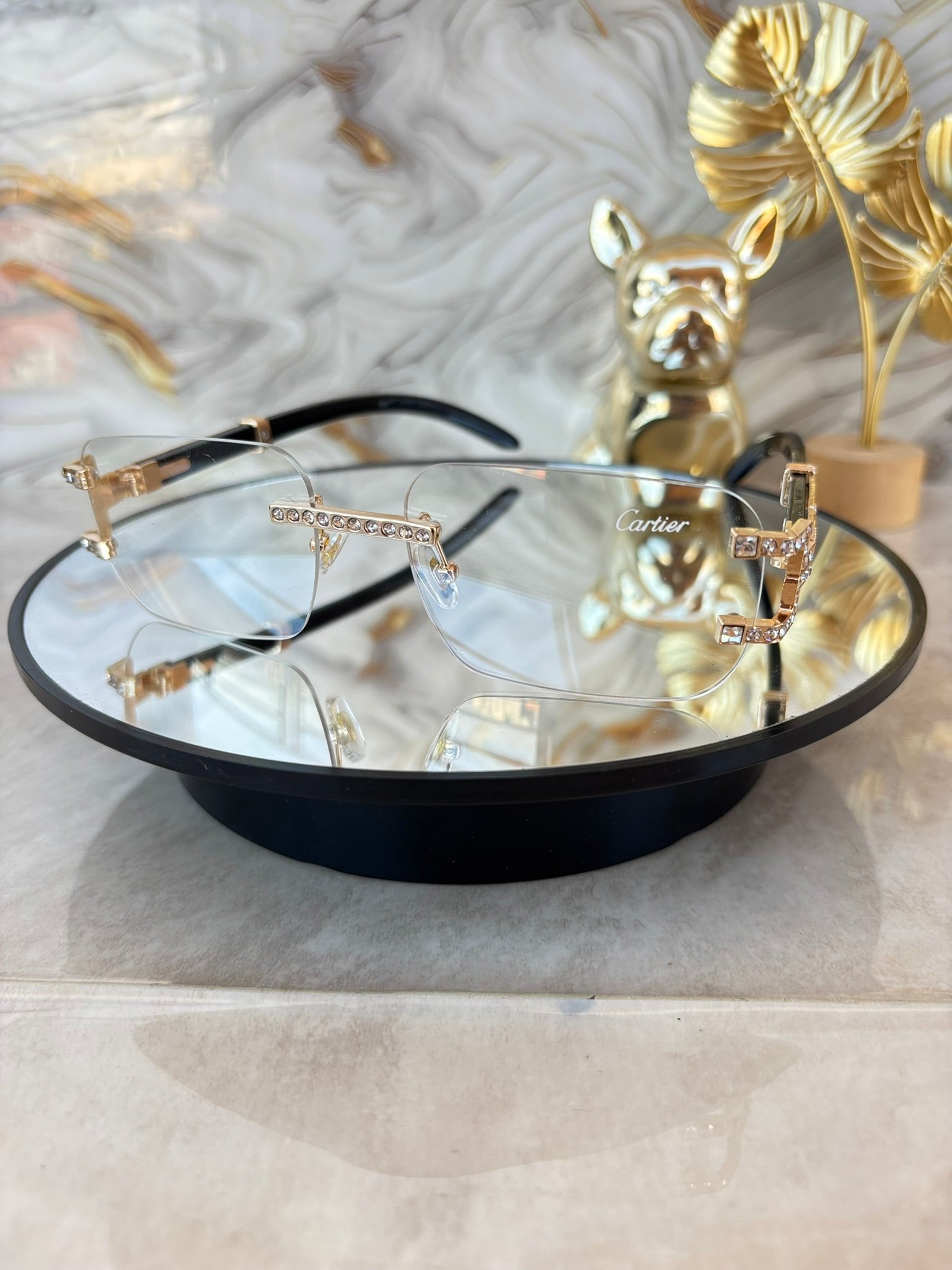 Lentes de Sol Cartier Rimless con Cristales – Diseño Exclusivo de Lujo UV400 | Estilo Premium Elegante