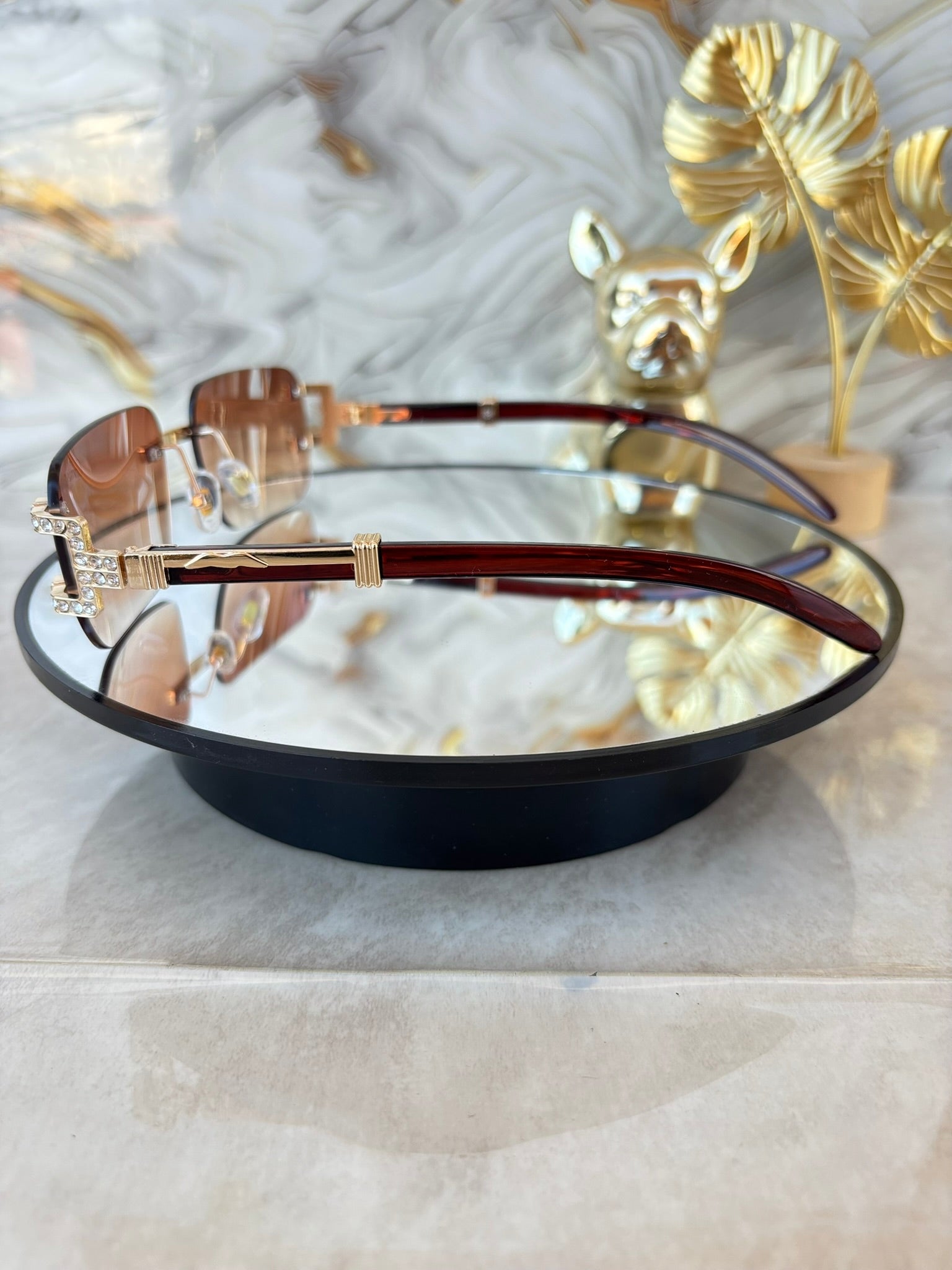 Lentes de Sol Cartier Rimless con Cristales – Diseño Exclusivo de Lujo UV400 | Estilo Premium Elegante